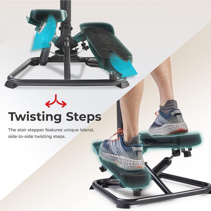 Sunny Health & Fitness Smart Twist Stair Stepper with Adjustable Handlebar
