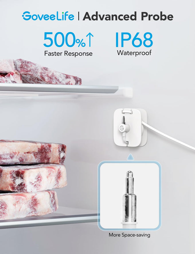 GoveeLife WiFi Refrigerator Thermometer 2-Pack with Gateway & LCD Display