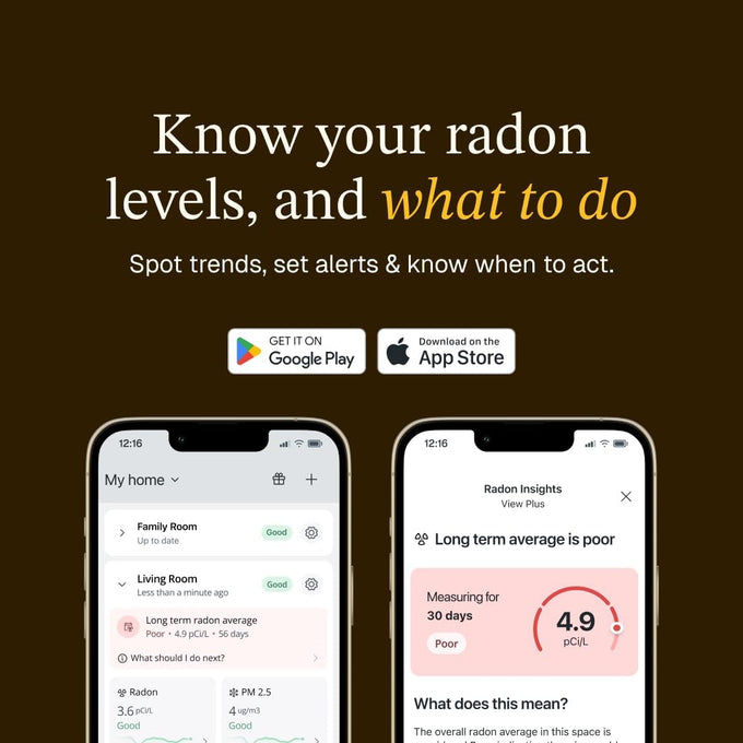 Airthings 325 Corentium Home 2 Smart Digital Radon Detector - Portable and Easy-to-use Radon Testing with Bluetooth connectivity and Humidity & Temperature Sensors