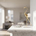 suruim Elegant Gold Crane Bird Statues with Crystal Tail Accents, Decorative Brass Figurines for Home Decor (White B)