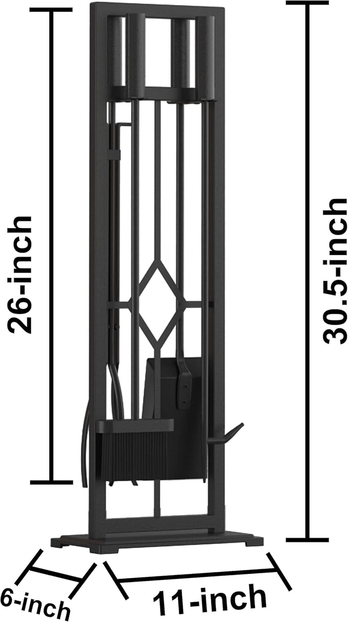 Fire Beauty 5Pcs Wrought Iron Fireplace Tools Set for Indoor Stove(Black)