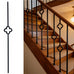 Round 5/8" *44" Hollow Metal Staircase Balusters Matt Black, 10 Pcs/Pack (5Pcs Plain with Single Brass Ball + 5Pcs Plain Double Brass Ball), Wrought Iron Balusters for Interior Stair Railing.