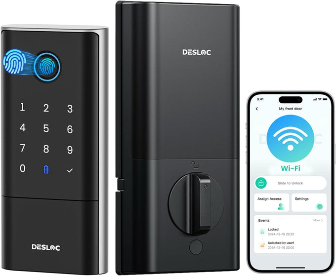 DESLOC Fingerprint WiFi Smart Lock, K120 Keypad Deadbolt Up to 16 Months
