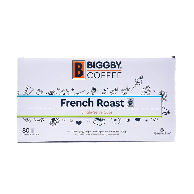 BIGGBY® Best Single Serve Coffee, Recyclable Plastic Cups, 80 Count Box, Medium Roasted