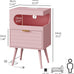Veegle Nightstand,Modern Bedside Table with Storage Drawer and Open Wood Shelf, Accent Night Stand with Solid Wood Legs for Living Room, Bedroom and Small Spaces,Easy Assembly (Pink-1)