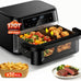 12QT 12-in-1 Large Dual Basket Air Fryer with 50pcs Paper Liners