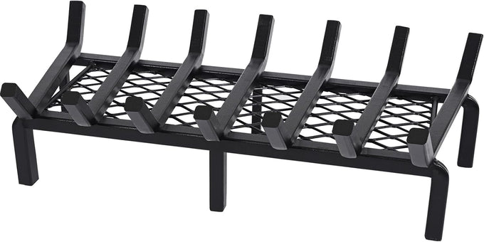 24 Inch Fireplace Grate with Ember Retainer,Cast Iron Fireplace Log Grate,Fireplace Log Holder,Heavy Duty Solid Steel Fireplace Wood Holder,Wood Stove Wrought Rack for Indoor Hearth Outdoor Fireplace
