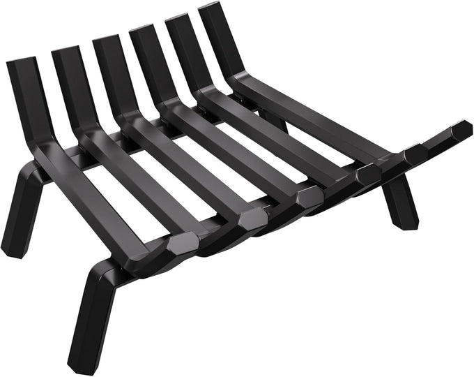 AMAGABELI GARDEN & HOME Fireplace Grate Log Holder 24 Inch Firewood Burning Rack Heavy Duty Wrought Iron Solid Steel for Chimney Hearth Fire Pit Outdoor Kindling Tools Wood Stove Accessories