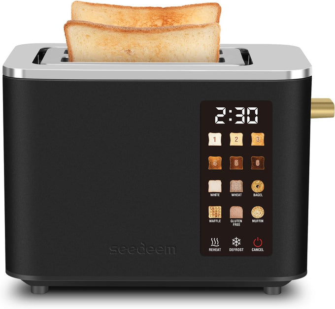 SEEDEEM Touchscreen Toaster 2 Slice, Stainless Steel, 6 Shade, 900W, Pink