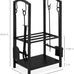 Best Choice Products 5-Piece Indoor Outdoor Wrought Iron Firewood Log Storage Rack Holder Firepit Tools Set for Fireplace, Fire Pit, Stove w/Hook, Broom, Shovel, Tongs - Black