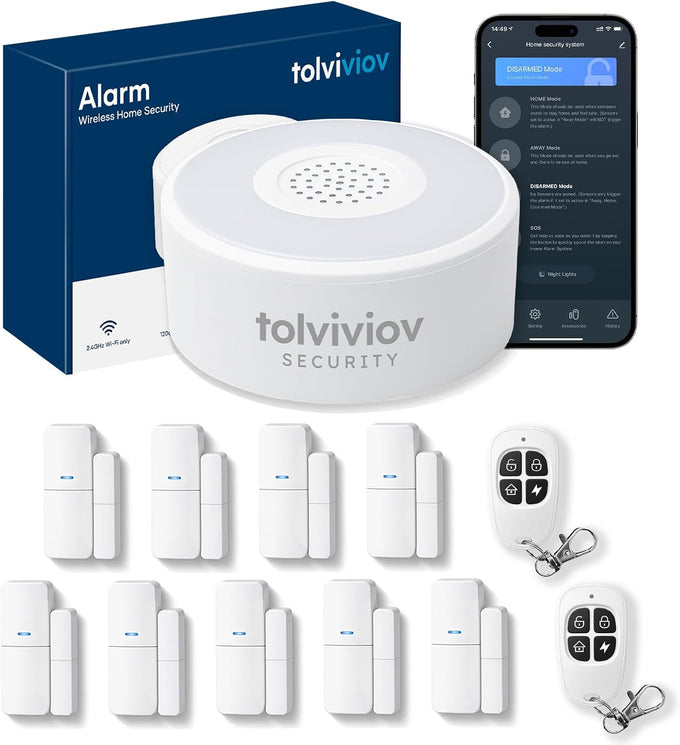 WiFi Door Alarm System, 8-Piece DIY Wireless Alarm Kit with Door Sensors