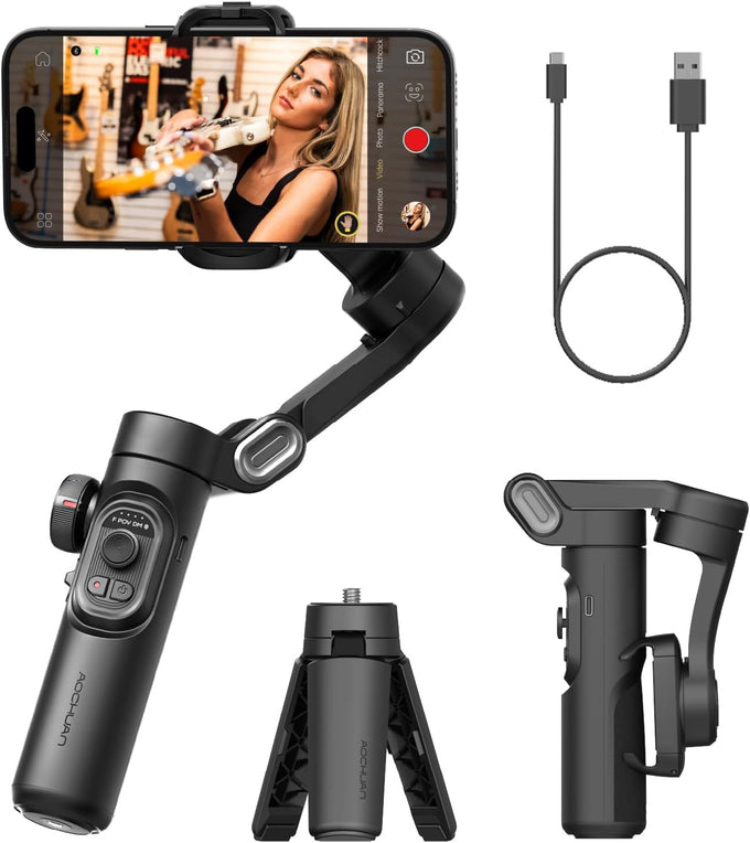 AOCHUAN Smart XE 3-Axis Gimbal Stabilizer for iPhone&Android,Foldable