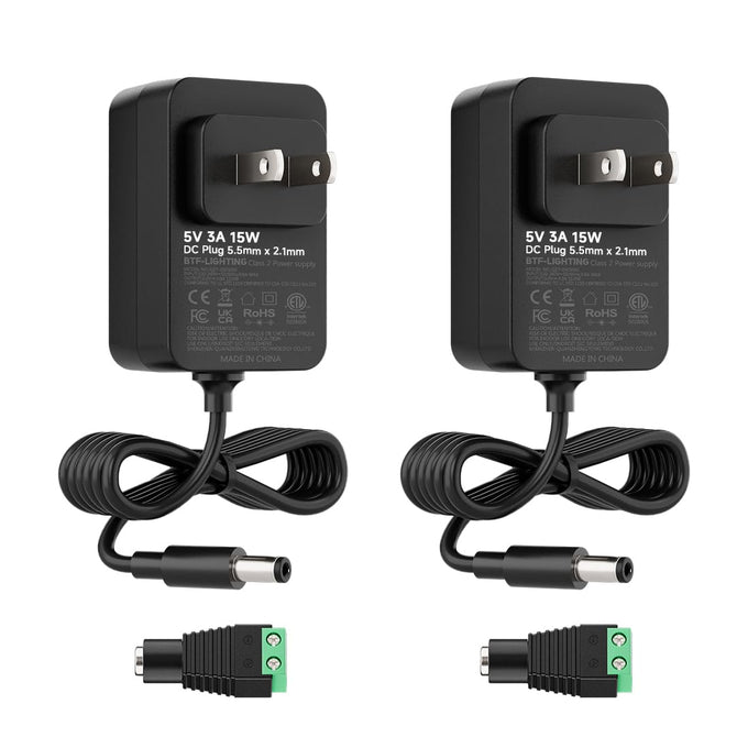 BTF-LIGHTING DC5V 10A 50W LED Driver 2 Pack, Class 2 Transformer
