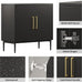 Black Storage Cabinet with Doors, Modern Accent Cabinet, Free Standing Cabinet with Adjustable Shelf, Wooden Buffet Sideboards for Living Room, Kitchen, Dining Room, Entryway