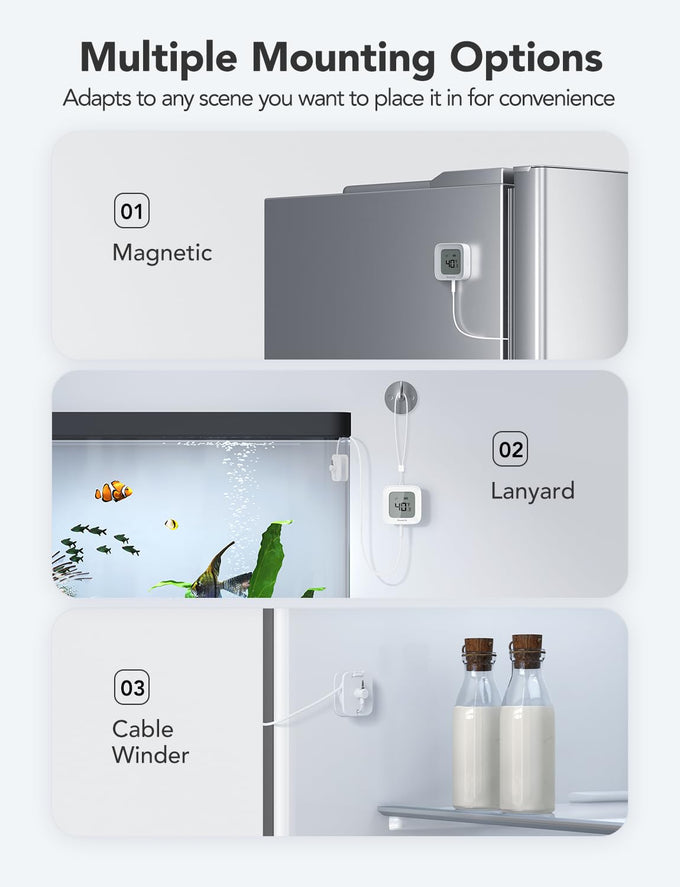 GoveeLife WiFi Refrigerator Thermometer 2-Pack with Gateway & LCD Display
