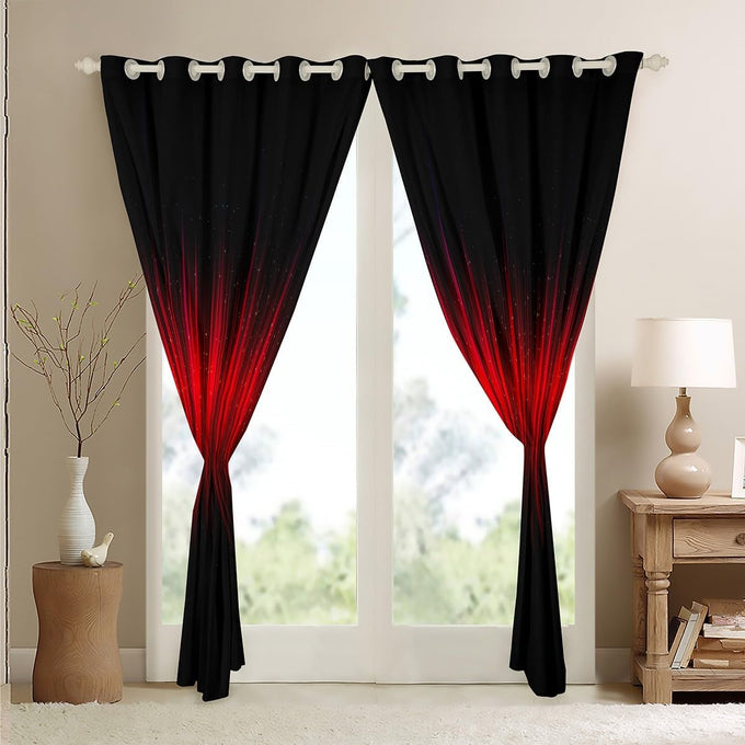 Feelyou Red and Black Darkening Drapes Abstract Ombre Blackout Curtains Boys Stripes Window Curtains Kids Toddler Red and Black Striped Window Treatments (2 Panels, 52 x 84 Inch)
