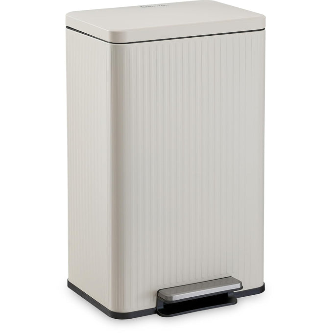 SIMPLI-MAGIC 13.2 Gallon (50L) Step Trash Can – Kitchen Garbage Can with Slow-Close Lid – Odor Control, Hands-Free, Easy to Clean, White