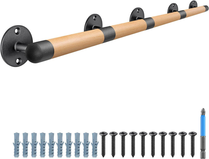 SELEWARE 67 Inch Wood Handrail Wall Mount Handrails for Indoor Stairs