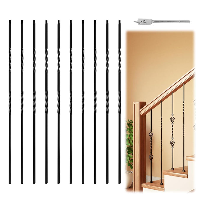 Muzata 5 Pack 44" S Scroll Hollow Iron Balusters WT03