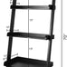 eHemco Modern 5 Tier Leaning Wall Ladder Bookshelf, Black, 70 Inches