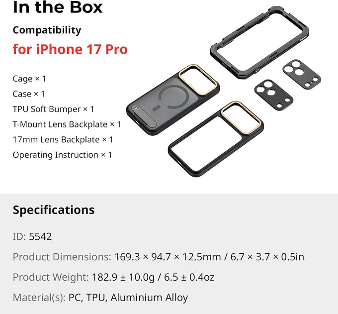 SMALLRIG Mobile Video Cage for iPhone 17 Pro (Flagship)- 5542