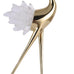 suruim Elegant Gold Crane Bird Statues with Crystal Tail Accents, Decorative Brass Figurines for Home Decor (White B)