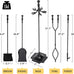 nalone 5 Pieces Fireplace Tools Set, Heavy Duty Wrought Iron Fireplace Accessories Set with Poker, Tong, Shovel, Brush, Fire Place Tools Indoor Outdoor (Black)