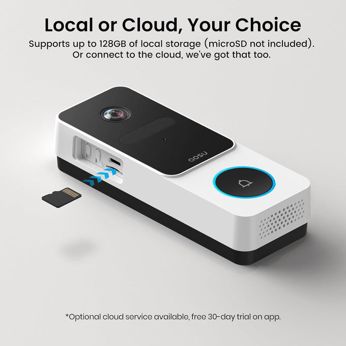 aosu Video Doorbell Camera Wireless, 2K QHD, 170° Wide Angle, 2.4 GHz WiFi