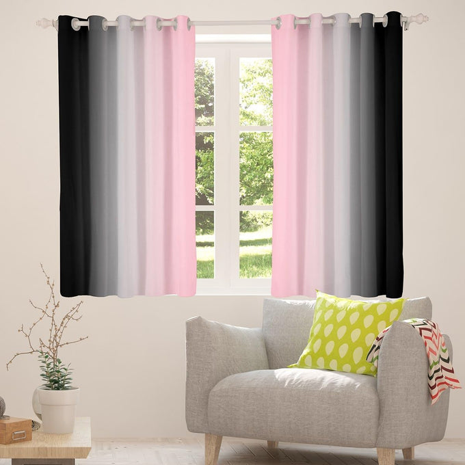 jejeloiu Pink Darkening Drapes (2 Panels, 52 x 96 Inch) Ombre Black Curtains for Bedroom Living Room for Kids Decor Gradient Style Blackout Curtains Abstract Window Treatments