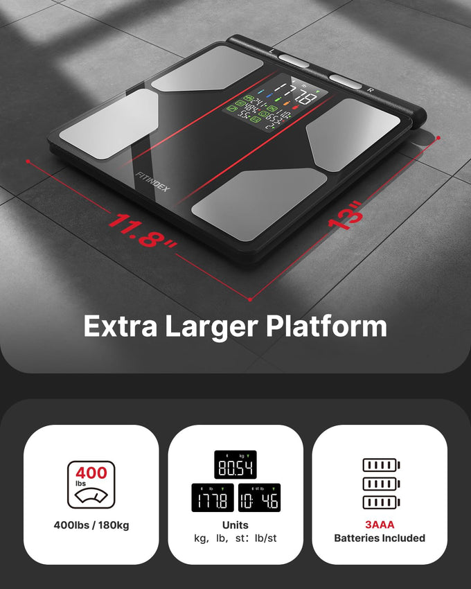 FITINDEX Smart Body Composition Scale with Handle, 8-Electrode, 50+ Metrics