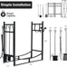 Tangkula 30 Inch Firewood Rack with 4 Tools Set, Fire Log Holder Storage Set with Brush, Shovel, Poker and Tongs, Fireplace Log Rack with Kindling Holders for Indoors and Outdoors
