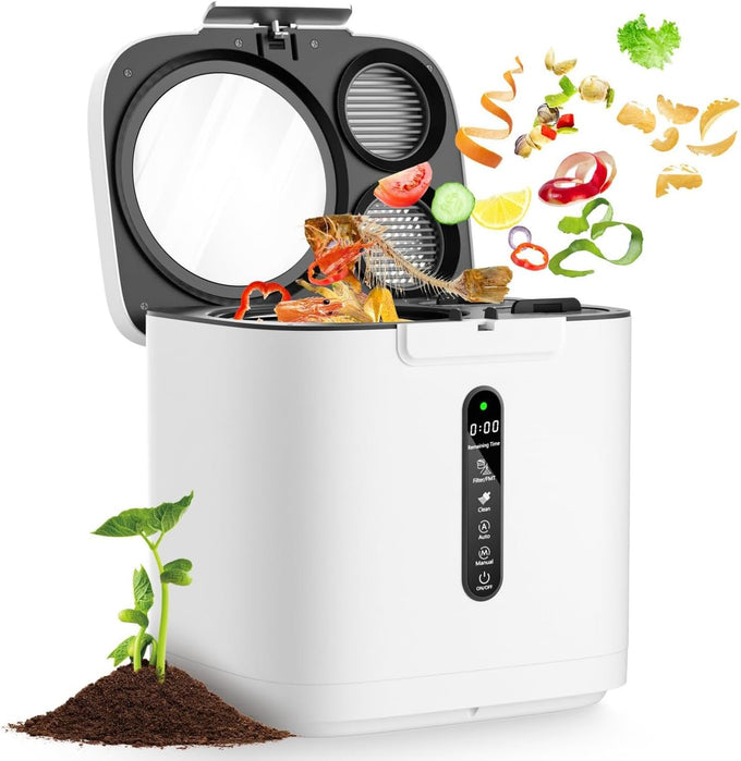 4L Electric Composter with Visable Window, Kitchen Intelligent Compost Bin