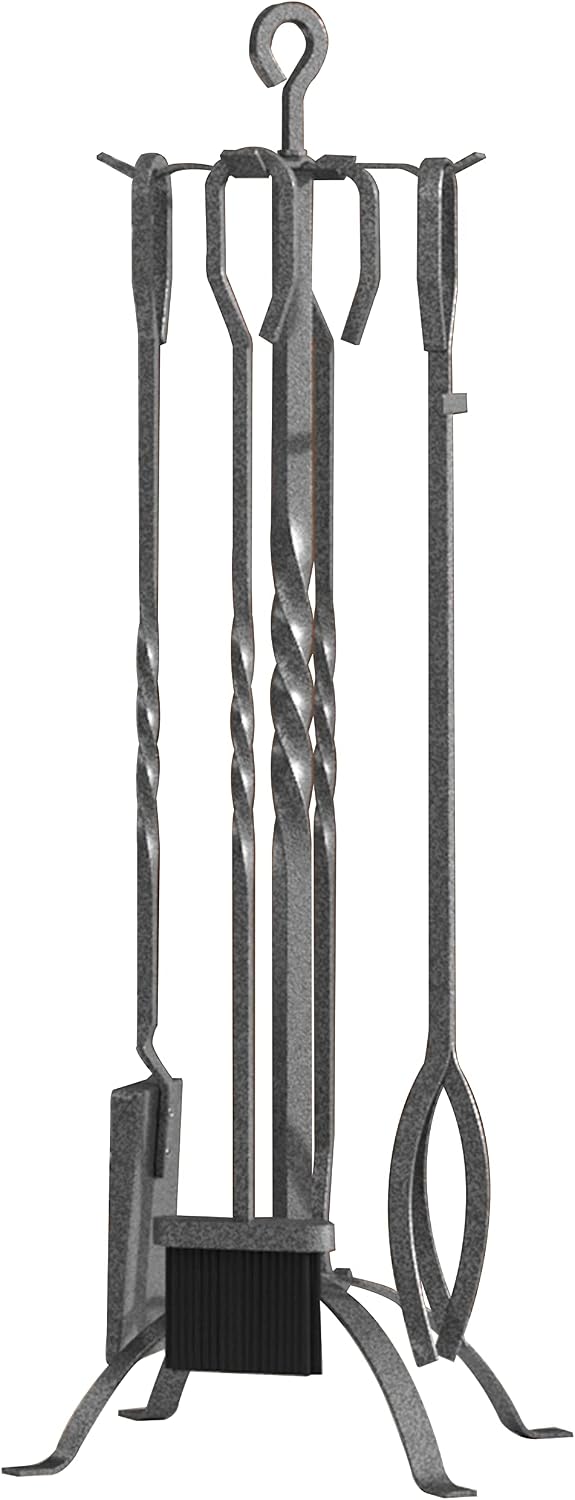 Fire Beauty 5 Pcs Wrought Iron Fireplace Tool Set Indoor Outdoor Fire Pit