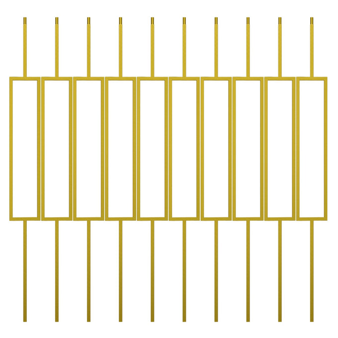 Glossy Gold Wrought Iron Stair Plain Balusters for Interior, 1/2" X 44" Square Metal Spindles for Stairs, Upgrade and Decorate Stairs (10)