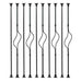 Balusters for Staircase Interior - Stair Railing Spindles, Iron Banister, Hollow Square, 1/2inch x 44inch, Crescent and Straight Balusters and Swivel Shoes (Pack of 10), Satin Black