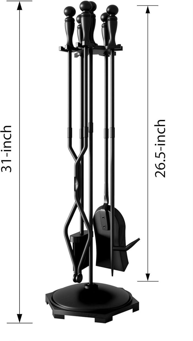 Fire Beauty 5Pcs Wrought Iron Fireplace Tools Indoor Outdoor Set
