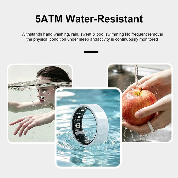 Smart Ring for Women Men Without Subscription Ceramic Design Health Tracking smart Ring for Sleep, Heart Rate, Stress & Activity Tracking (White, 9)