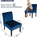 STHOUYN Mordern Velvet Armless Accent Chair Decorative Slipper Chair Vanity Chair for Bedroom Desk, Corner Side Chair Living Room Furniture (1, Navy Blue)