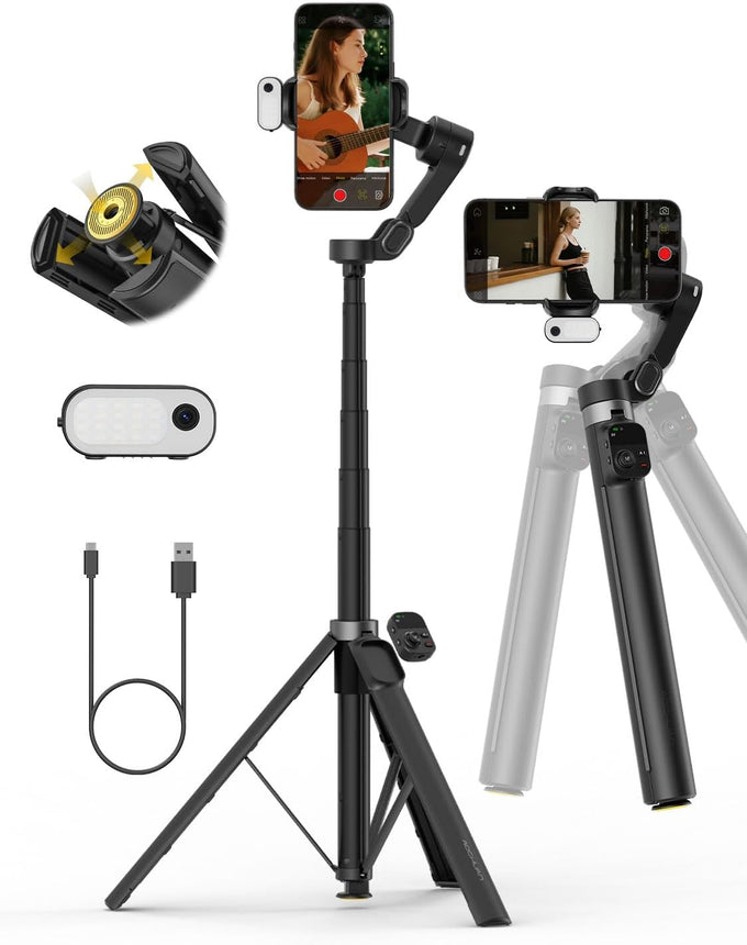 AOCHUAN Smart V3 70.9” Gimbal Stabilizer for iPhone w/AI Tracking Module