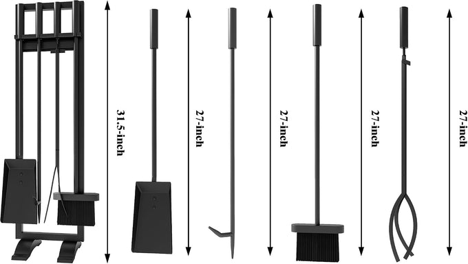 Fire Beauty 5-Piece Wrought Iron Indoor Fireplace Tools Set