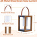 Solar Yard Outdoor Solar Lanterns, Solar Lamp Decorative Outdoor Water-Resistant Steel Table Decor with Handle for Patio, Yard, Porch, Small Woodgrain