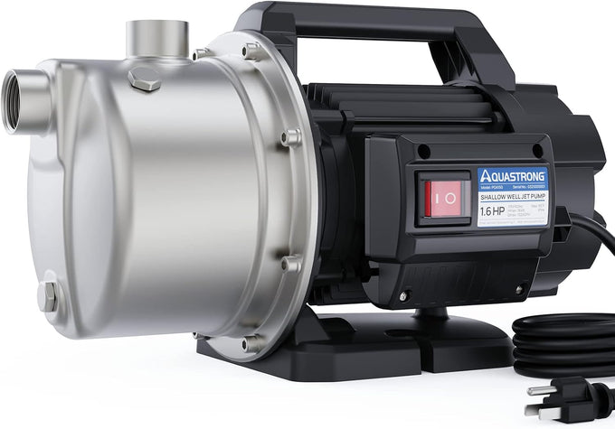 Aquastrong 115V Shallow Well Garden Pump, Stainless Steel, 1320 GPH, Water Transfer Draining Irrigation Sprinkler Pump, for Lawn,Garden,1.6 HP Portable