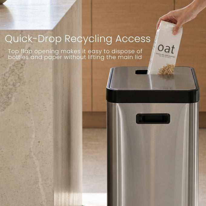 Home Zone Living 19 Gallon Kitchen Trash Can with Dual Compartments