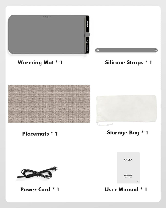 AMOSA Warming Mat for Food, Extra Large XXL32"x15" Roll Up Food Warming Mat