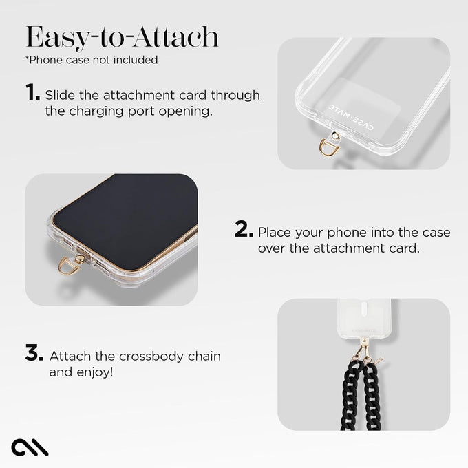 Case-Mate Crossbody Phone Lanyard/Chain - Hands-Free Strap - Black