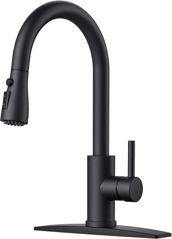FORIOUS Black Touchless Kitchen Faucet with Soap Dispenser, Hands-Free