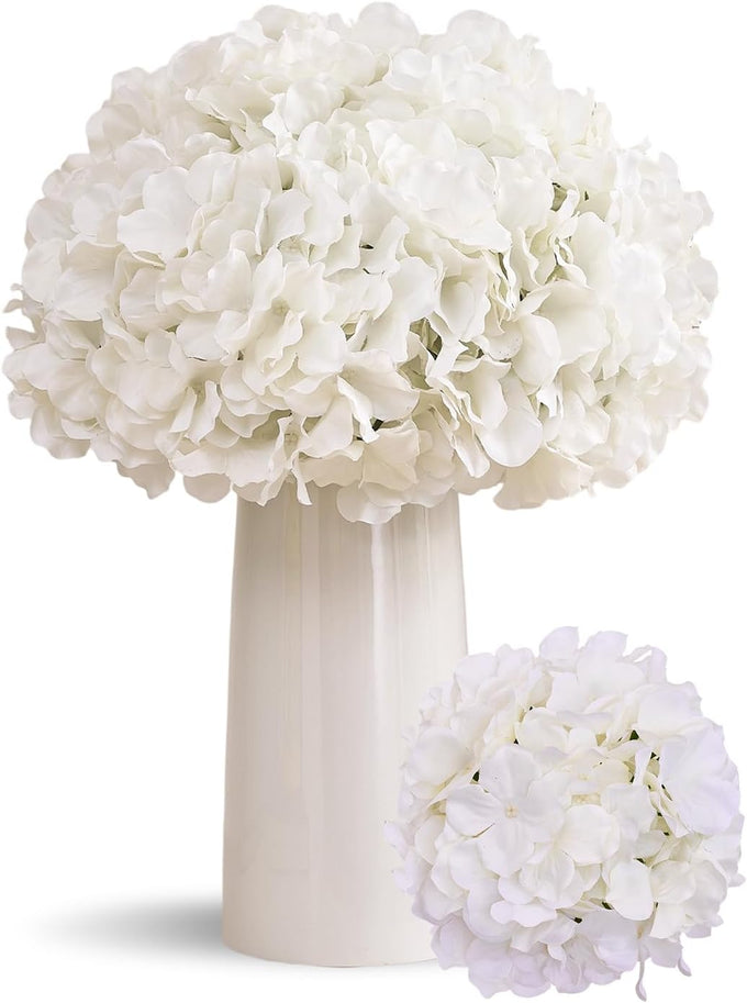 80 PCS White Hydrangea Artificial Flowers, Ivory Silk Full Flowers Heads with Stems for Wedding Centerpieces, Home, Garden, Baby Shower, Party Decoration