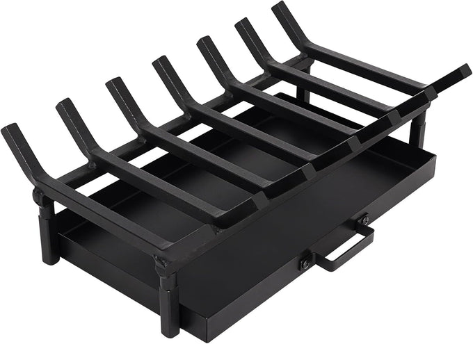 Fireplace Grate with Ash Pan & Log Holder, 20 inch