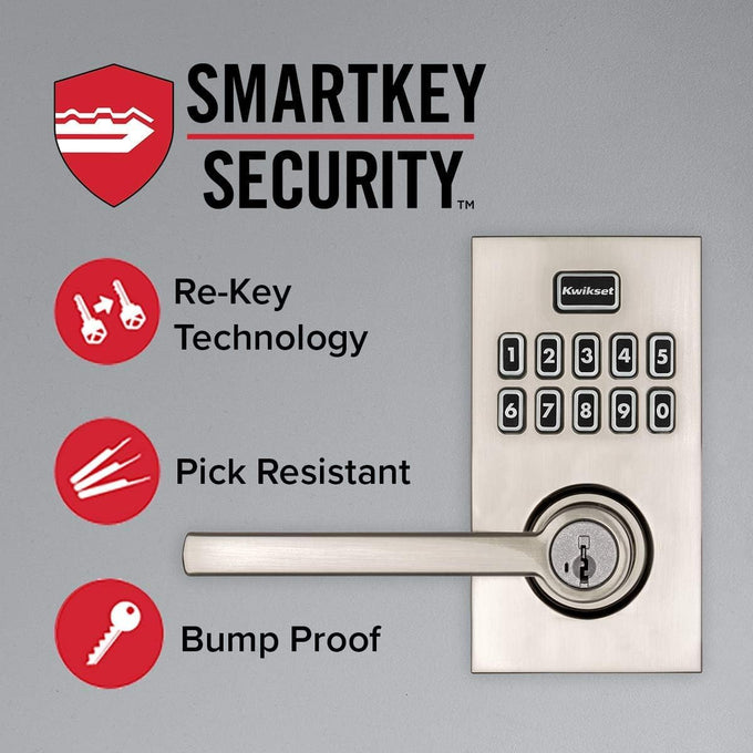 Kwikset 917HFL-514S Smartcode Keypad Electronic with Halifax Lever SmartKey with 6AL Latch and RCS Strike Matte Black Finish