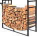 Outvita 2 Tier Firewood Log Rack, Iron Lumber Storage Holder, Wood Pile Stacker Organizer for Indoor Outdoor Fireplace Fire Stove Pit With 4 Fire Tools Hanging Hooks Christmas Elements Brown